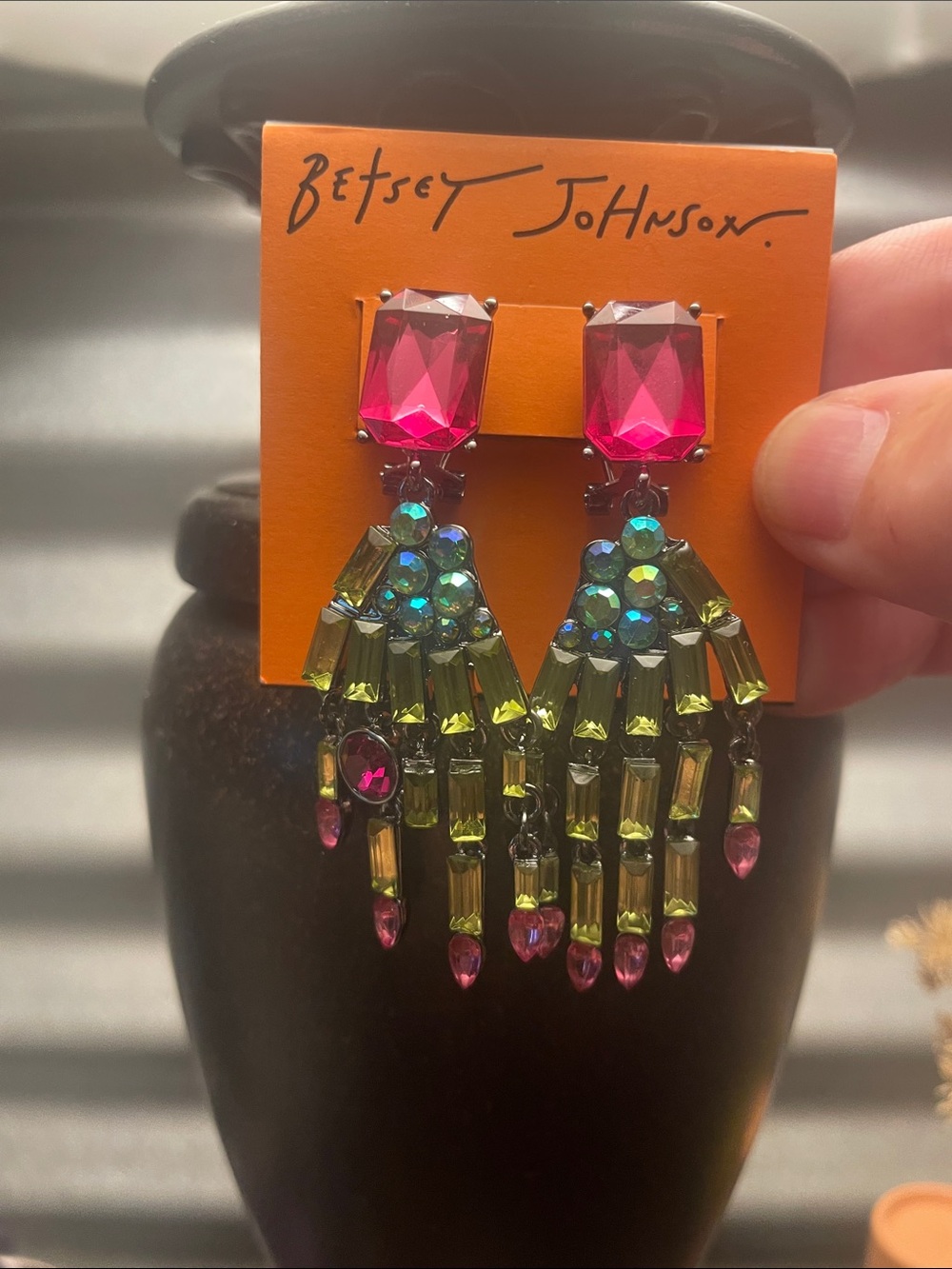 Betsey Johnson “Rich Witch” Skeleton Hands Halloween Earrings, NEW